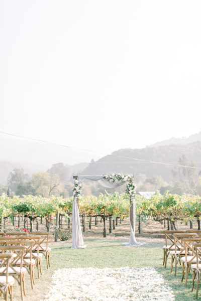 Folktale Winery Wedding, Carmel Wedding arch with fabric