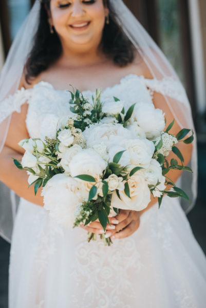 Green and White bridal bouquet